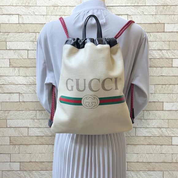 GUCCI White Leather Backpack main image 5